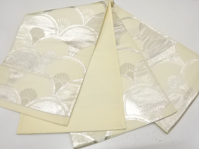  アンティーク　花青海波模様織り出し袋帯（材料）